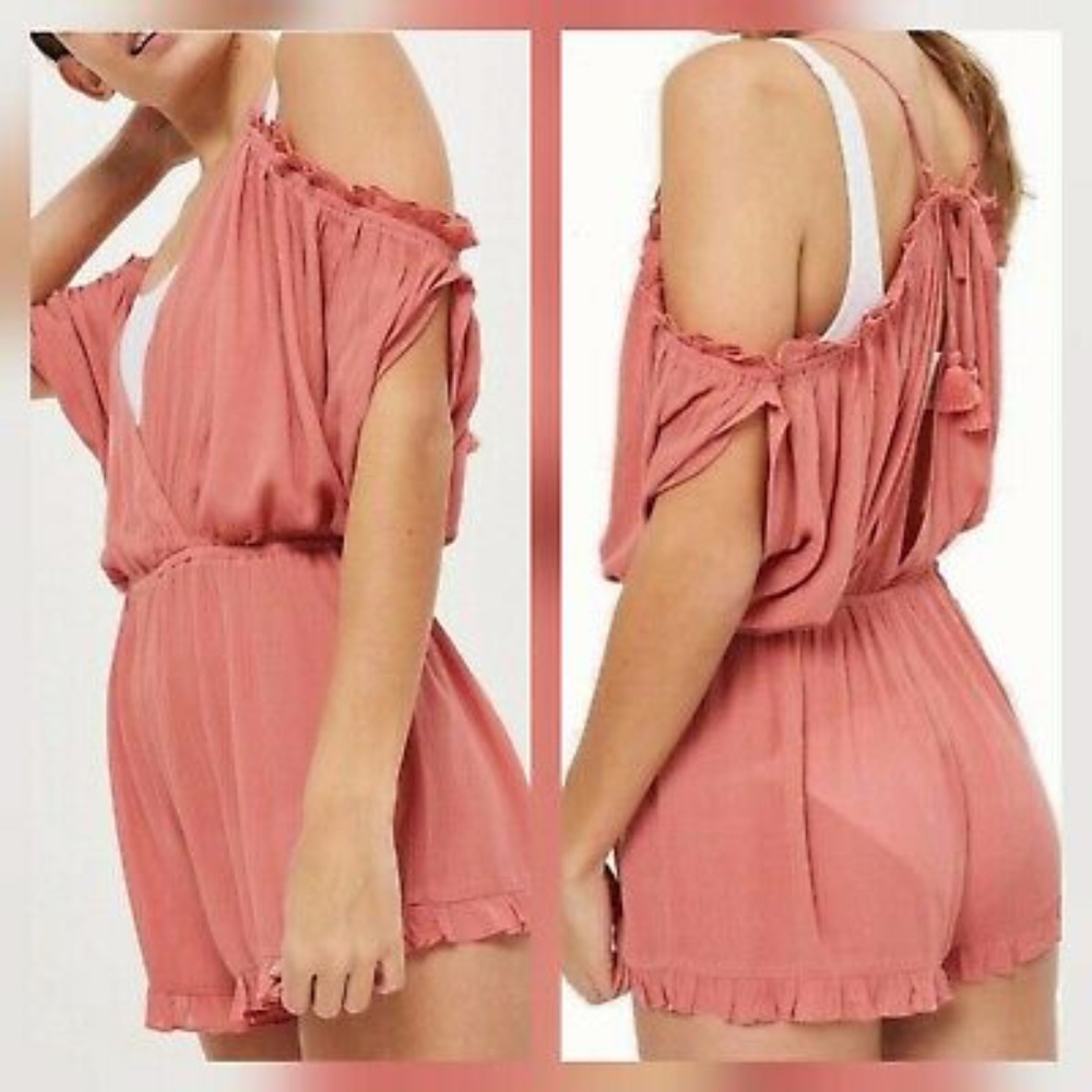 Topshop Cold Shoulder Romper Playsuit Cover Up